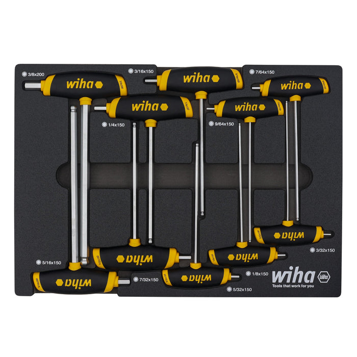 10 Piece SoftGrip Dual Drive Hex SAE T-Handle Tray Set