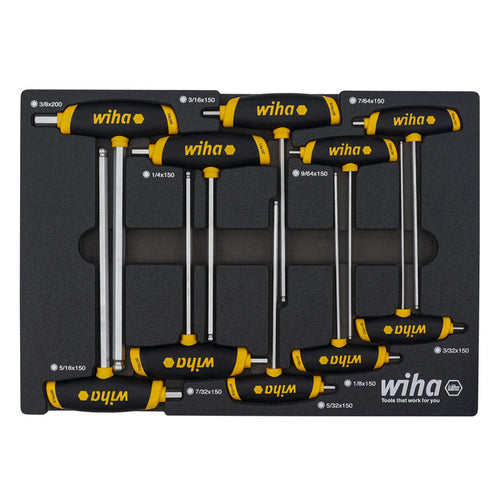 10 Piece SoftGrip Dual Drive Hex SAE T-Handle Tray Set