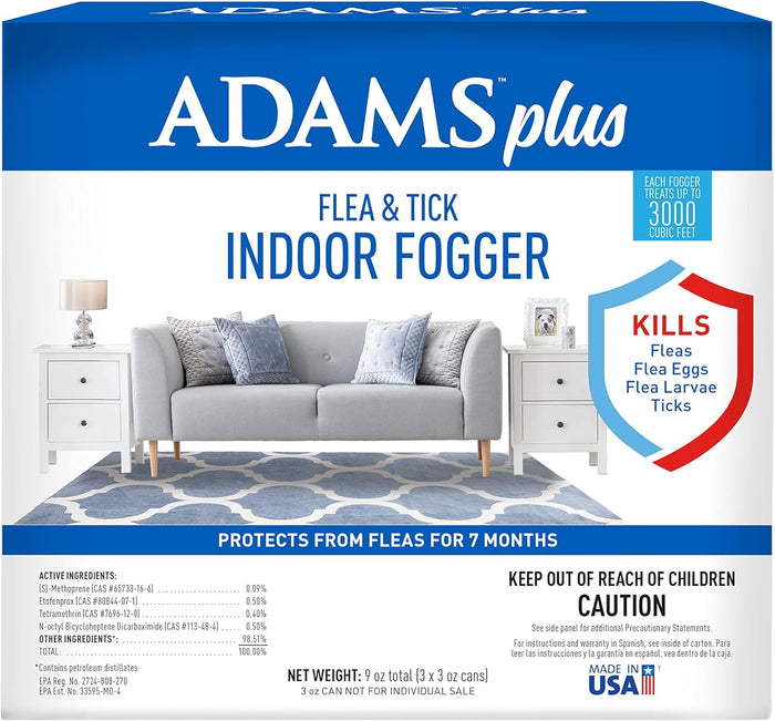 Adams Plus Flea & Tick Indoor Fogger, 3 - pk (3 oz each) - FAAX - Adams Plus Flea and Tick Fogger, 3 pack - 2