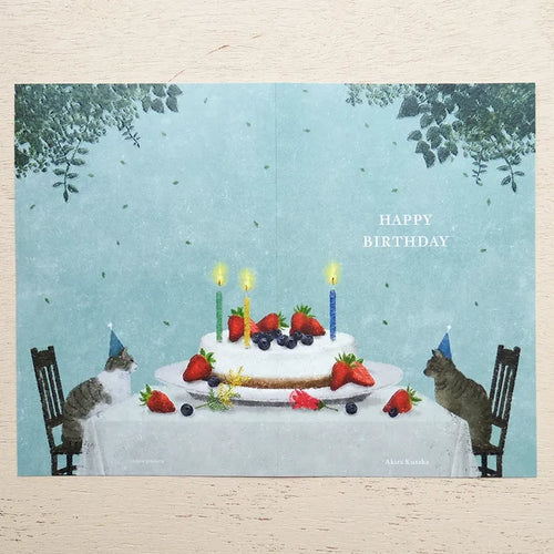 Akira Kusaka Cat Birthday Cake Card