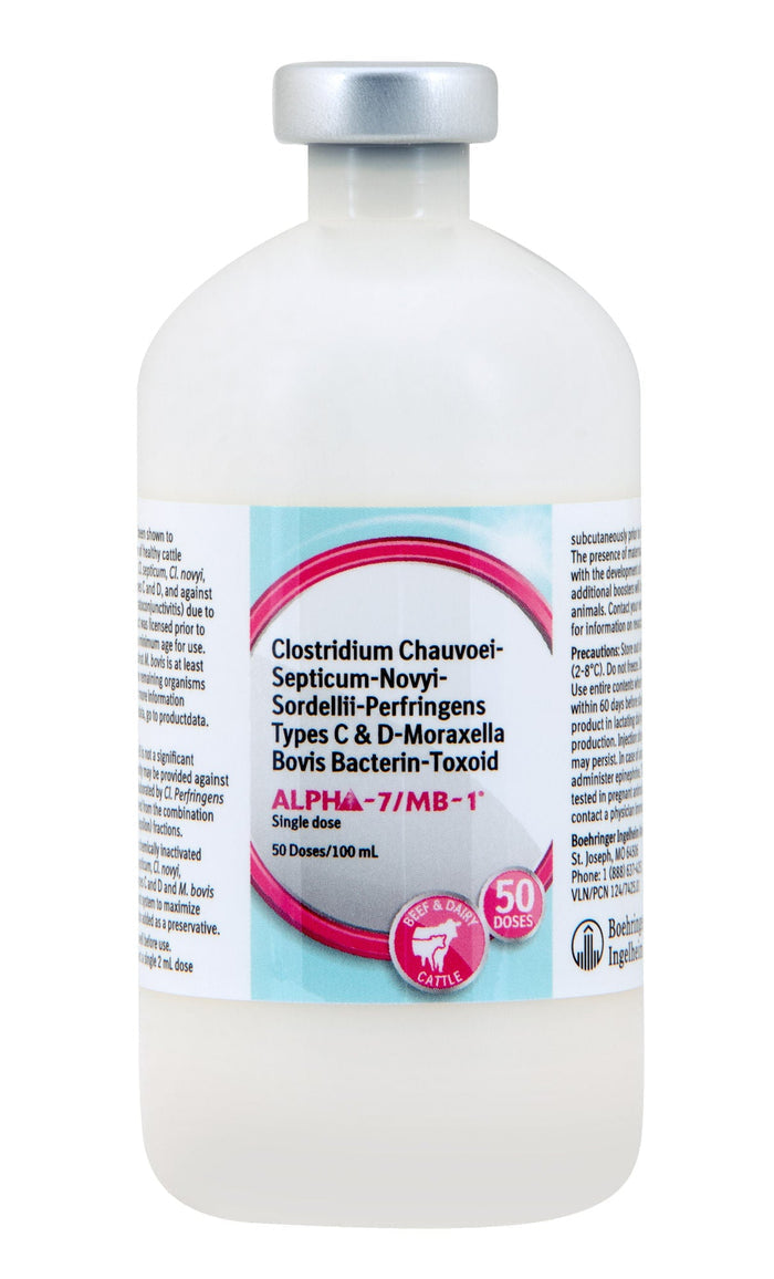 Alpha - 7/MB - 1 Cattle Vaccine for Blackleg & Pinkeye - A9C9 - 50 Dose - 2