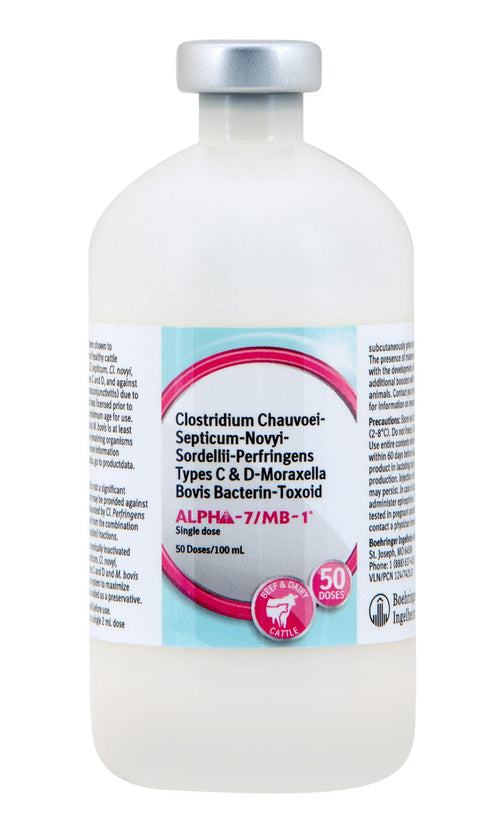 Alpha - 7/MB - 1 Cattle Vaccine for Blackleg & Pinkeye - A9C9 - 50 Dose - 2