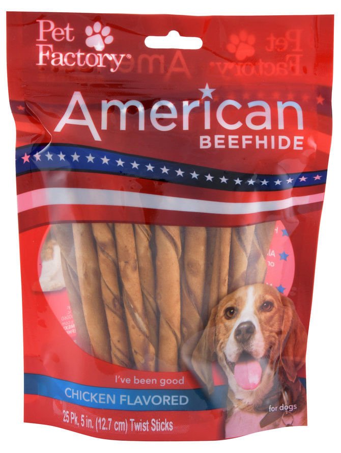 American Beefhide 5" Chicken Flavored Twist Sticks - J62D - 25 - pack Chicken Flavored Twist Sticks - 1