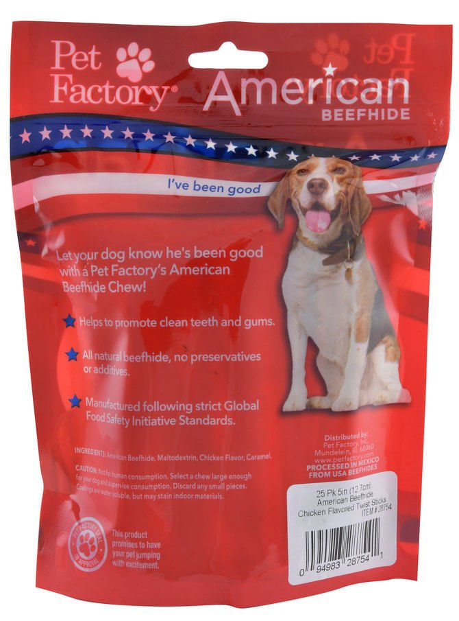 American Beefhide 5" Chicken Flavored Twist Sticks - J62D - 25 - pack Chicken Flavored Twist Sticks - 2