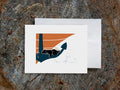 Greeting card with image of a dog sleeping on an anchor