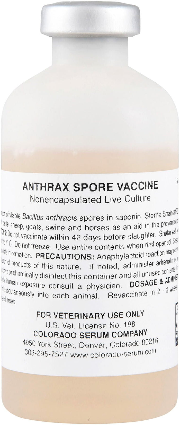Anthrax Spore Vaccine for Horses & Livestock - C8A3 - 50 Dose - 6