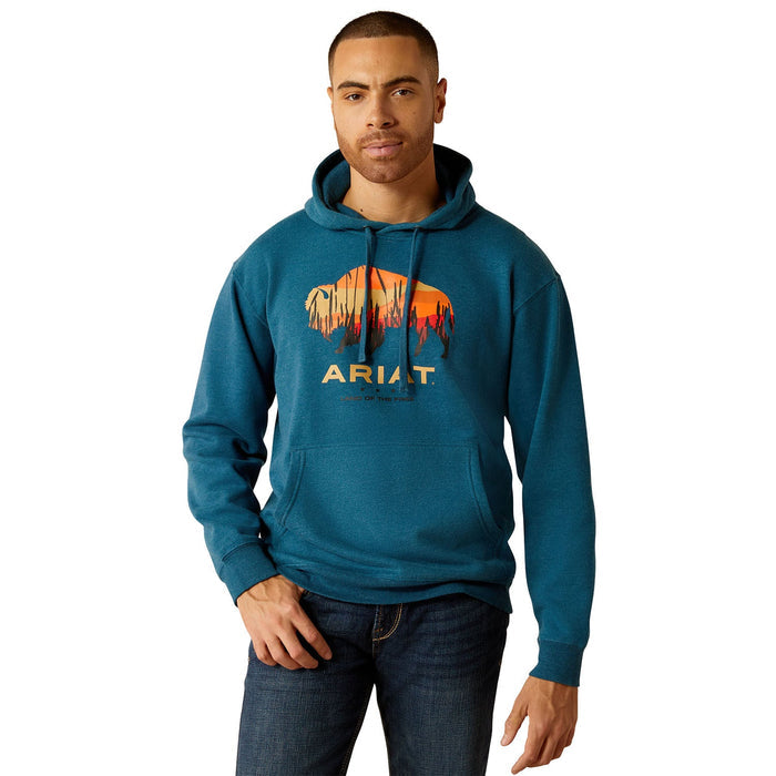 Ariat Men's Bison Plains Hoodie - AI53E - Hydra Heather - Small - 1