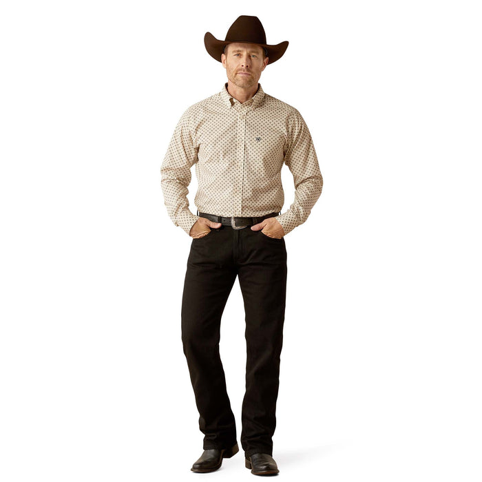 Ariat Men's Wrinkle Free Fraiser Longsleeve Fitted Shirt - AI57K - Cream - Small - 1