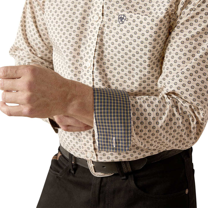 Ariat Men's Wrinkle Free Fraiser Longsleeve Fitted Shirt - AI57K - Cream - Small - 4