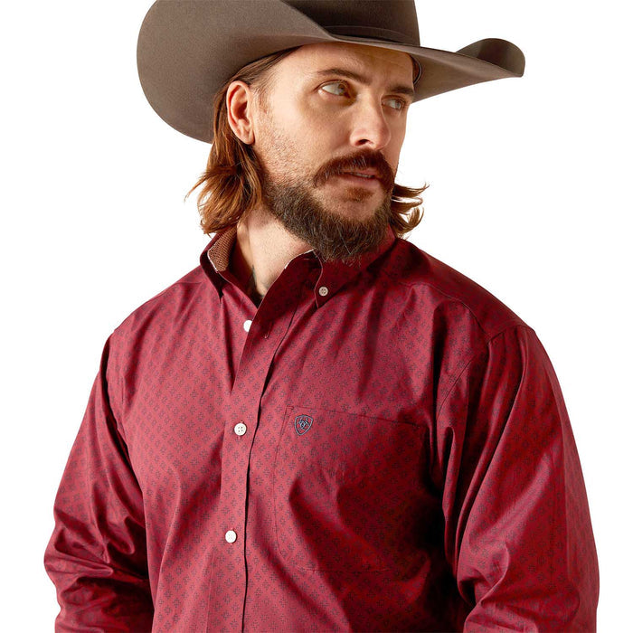 Ariat Men's Wrinkle Free Issac Longsleeve Shirt - AI57W - Dark Red - Small - 3