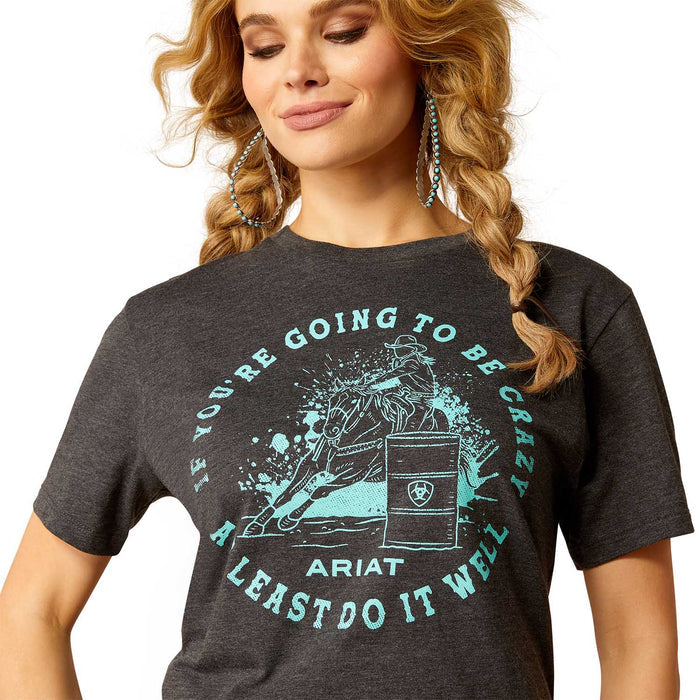 Ariat Women's Barrel Beauty Shortsleeve Shirt - AI554 - Charcoal Heather - Medium - 4