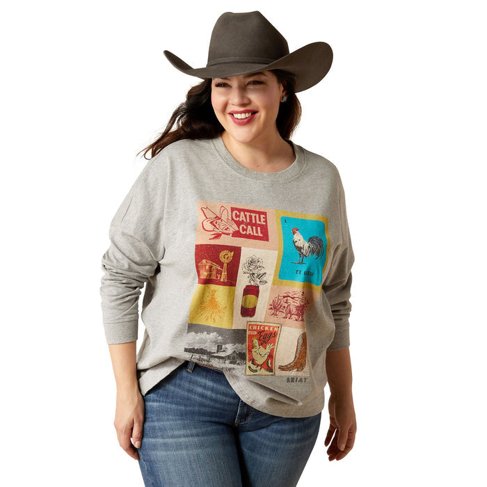 Ariat Women's Cattle Call Oversized Long Sleeve Shirt - AI54Q - Heather Grey - Small - 1