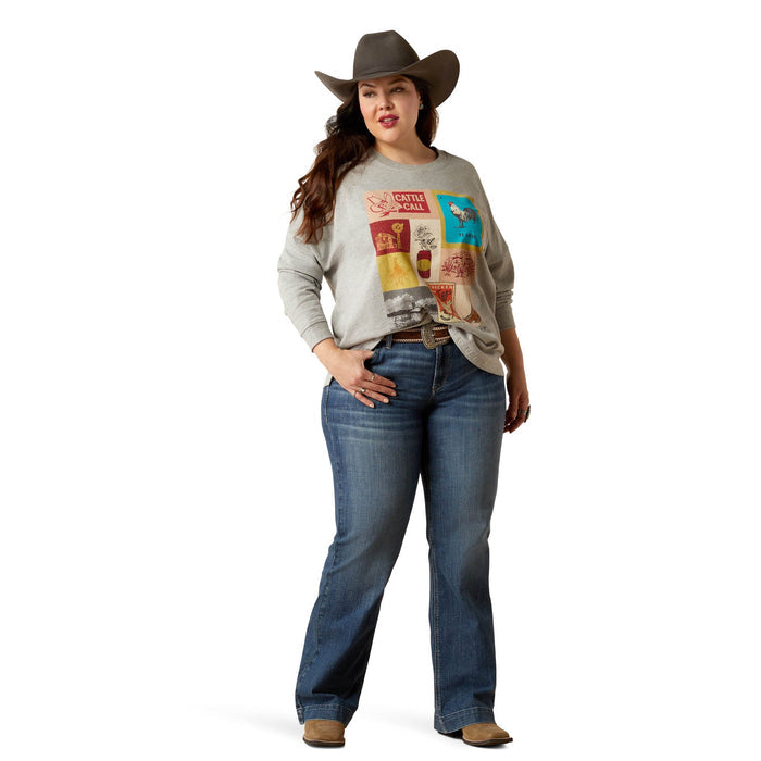Ariat Women's Cattle Call Oversized Long Sleeve Shirt - AI54Q - Heather Grey - Small - 2