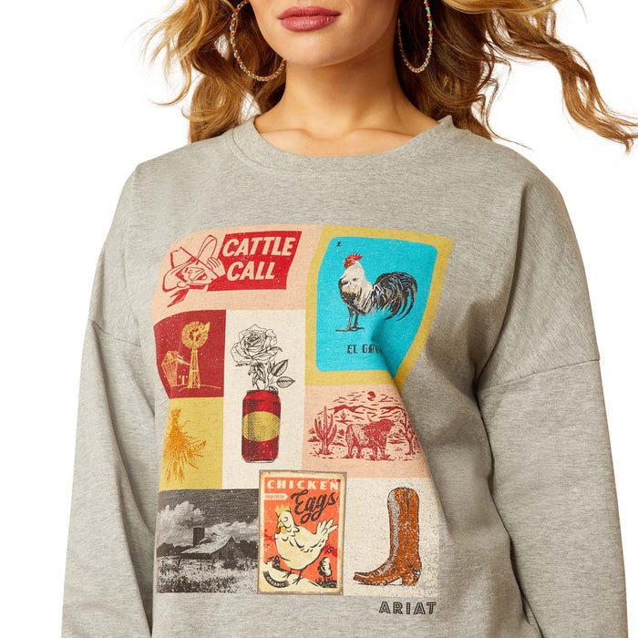 Ariat Women's Cattle Call Oversized Long Sleeve Shirt - AI54Q - Heather Grey - Small - 3