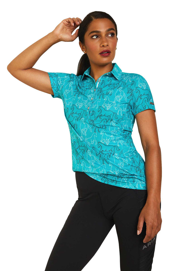 Ariat Women's Motif Polo, Viridian Green - AI22D - Small - 1
