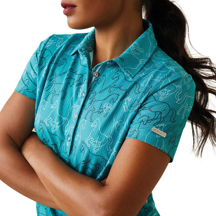 Ariat Women's Motif Polo, Viridian Green - AI22D - Small - 2