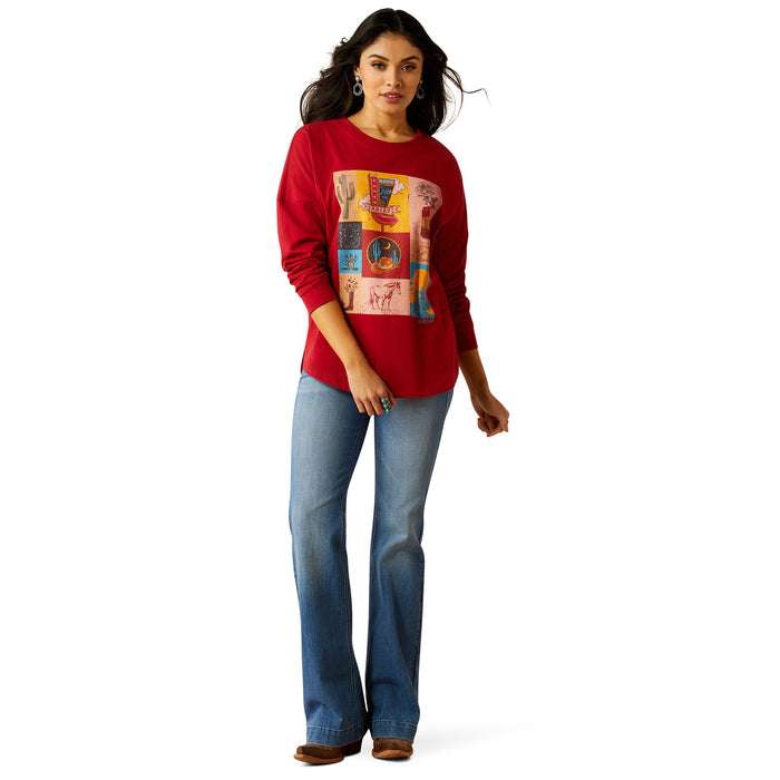 Ariat Women's Roadside Oversized Long Sleeve Shirt - AI54W - Rio Red - Small - 2