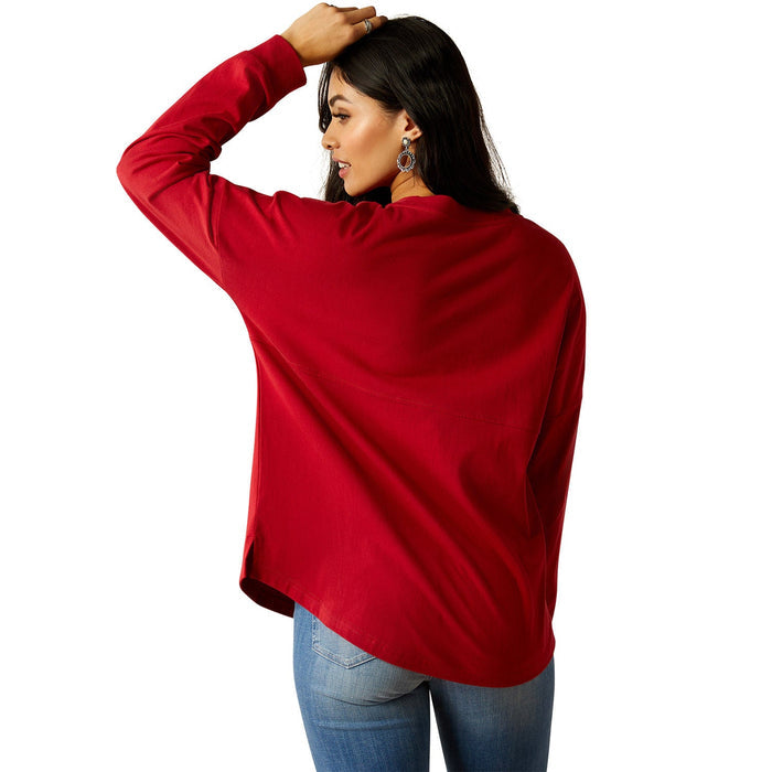 Ariat Women's Roadside Oversized Long Sleeve Shirt - AI54W - Rio Red - Small - 3