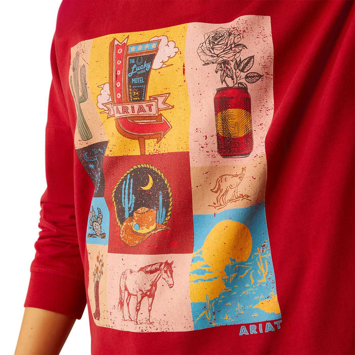 Ariat Women's Roadside Oversized Long Sleeve Shirt - AI54W - Rio Red - Small - 4