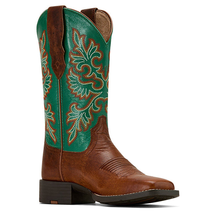 Ariat Women's Round Up Wide Square Toe StretchFit Western Boot - ADJF - Brown - 8B - 4