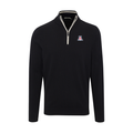 Arizona Black with White Trim Luxury Touch Cotton and Cashmere Quarter Zip Sweater