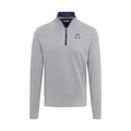 Arizona Heather Cloud Cotton Quarter Zip Pullover Light Grey with Navy Trim