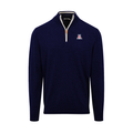 Arizona Navy with White Trim Luxury Touch Cotton and Cashmere Quarter Zip Sweater