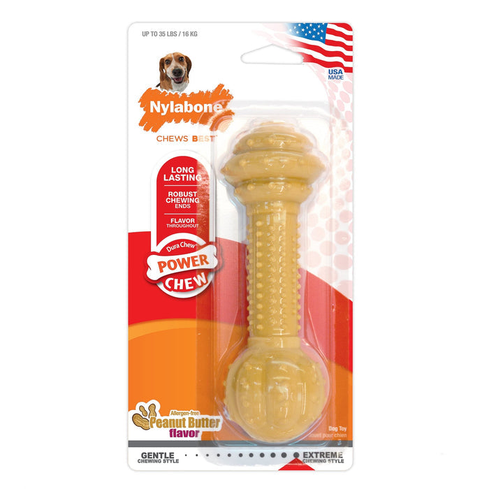 Barbell Power Chew, Peanut Butter, Medium/Wolf, Up to 35 lbs - N9ZD - Peanut Butter - Medium/Wolf - 1