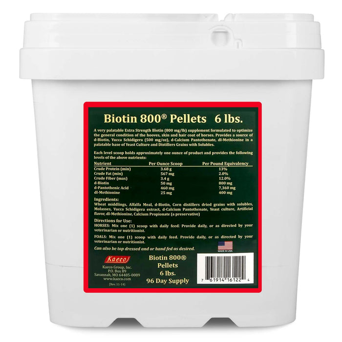 Biotin 800 Pellets Equine Supplement - KKB5 - 6 lb Biotin 800 Pellets - 6