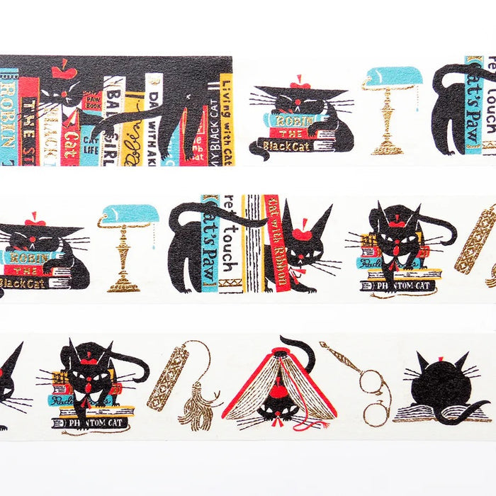 Black Cat Design Foil Stamped Masking Tape | Robin's Bookstore