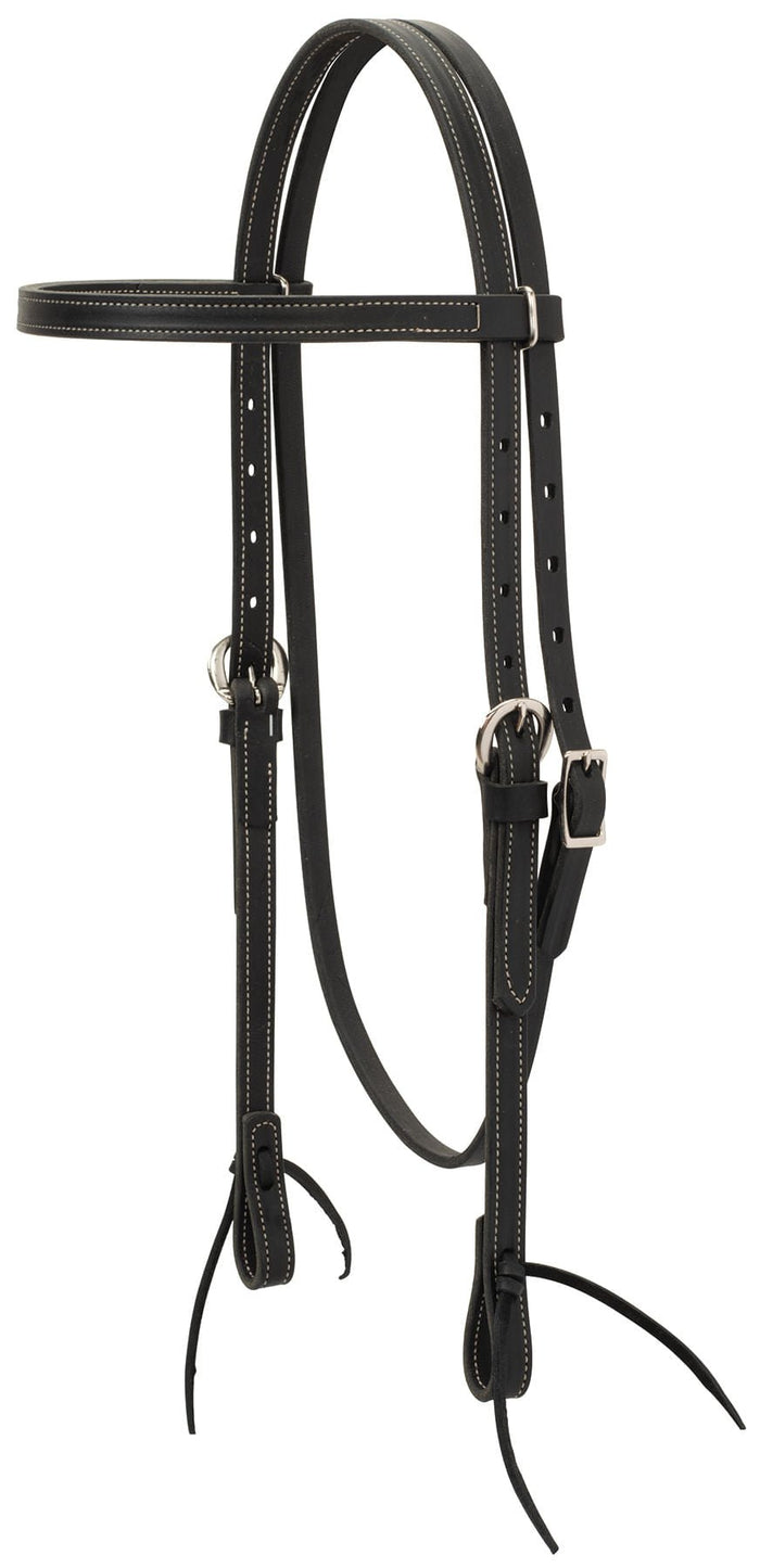 Black Latigo Leather Browband Headstall - WLC5AS - 1