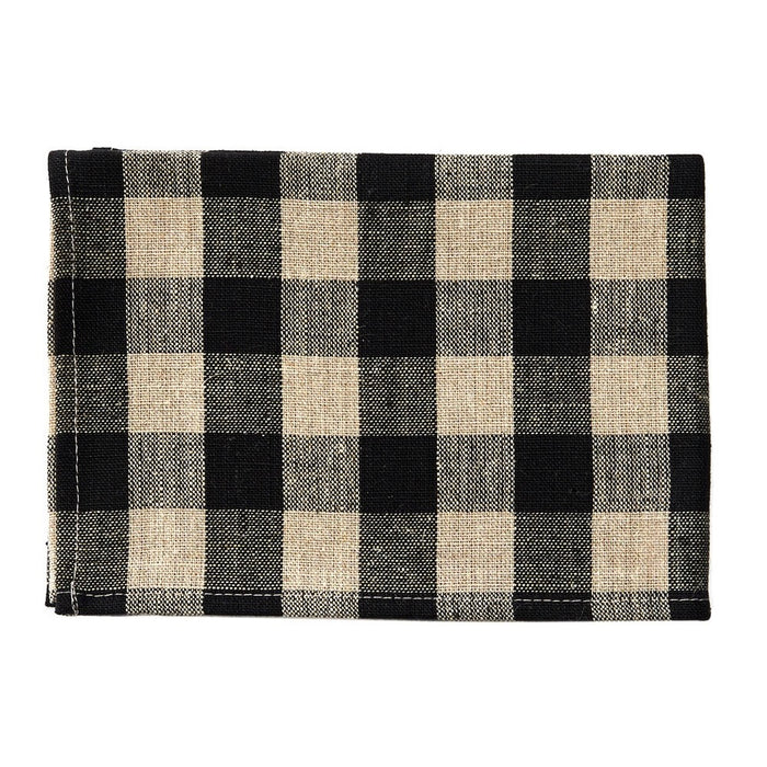 Black Natural Large Check | Thick Linen Kitchen Cloth
