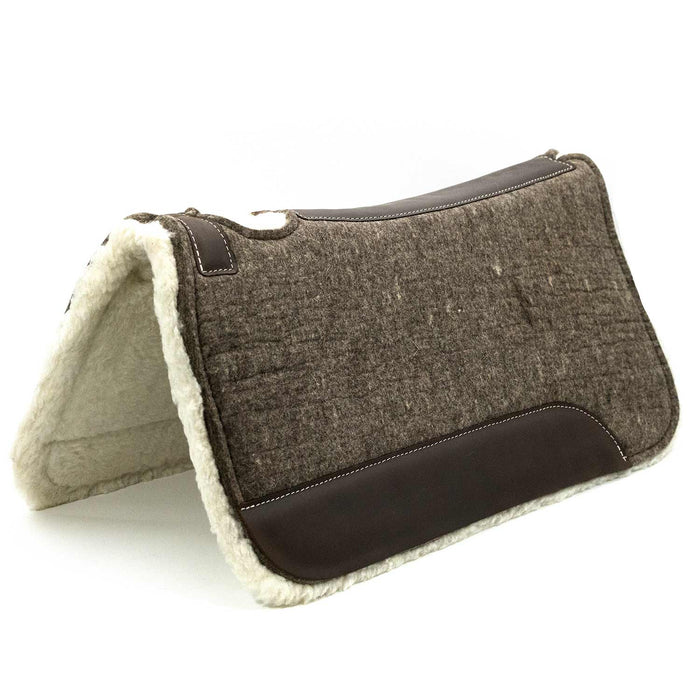 Blue Horse 100% Wool Contoured Saddle Pad with Fleece Bottom - 1211CZ - Gray - 32" x 31" - 1" - 1