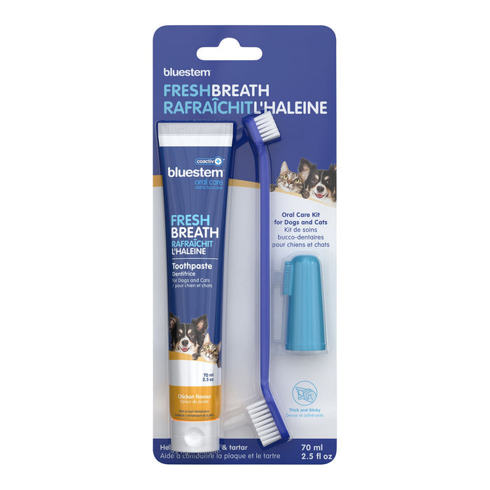 bluestem coactiv+ Oral Dental Kit for Dogs and Cats – Toothpaste, Toothbrush & Finger Brush - 018DP-FG0515 - Chicken - 1