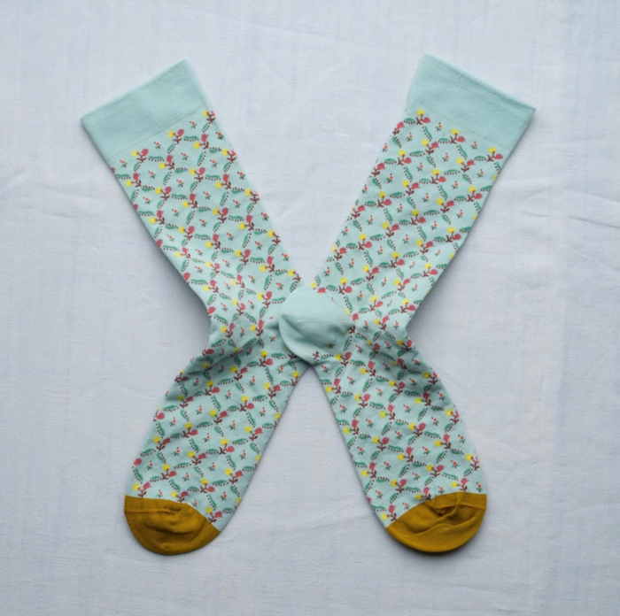 Bonne Maison Toile de Jouy - Floral Trellis Aqua | Midcalf Sock