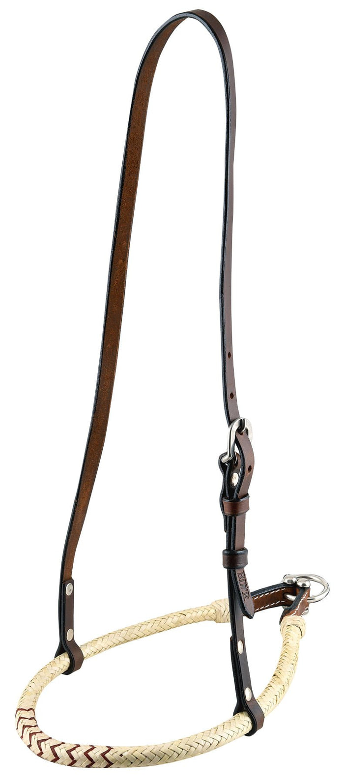 Buffalo Leather Rolled Rawhide Noseband for Horses with Stainless Steel Hardware - BUF1T - Natural Rawhide - 1