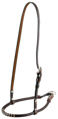 Buffalo Leather Rolled Rawhide Noseband for Horses with Stainless Steel Hardware - BUF1S - Dark Rawhide - 3