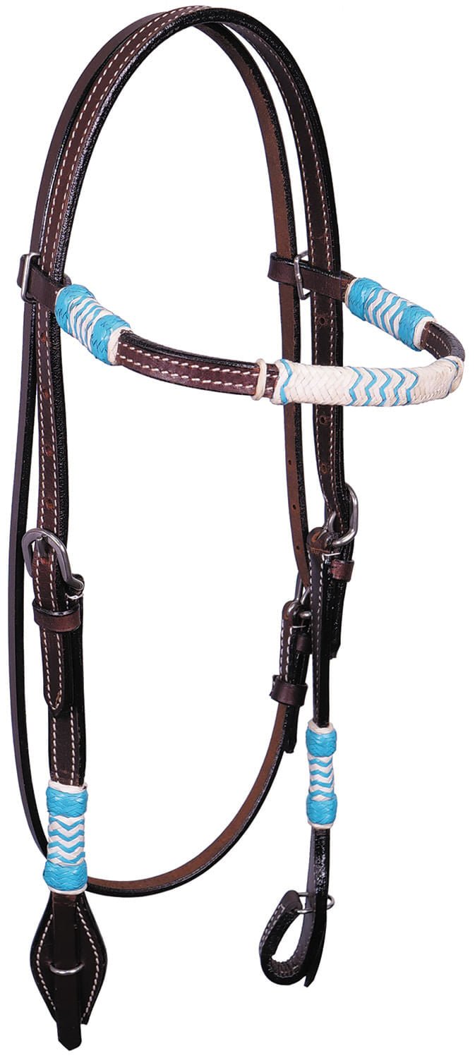 Buffalo Leather Sante Fe Browband Headstall, Full Size - BUFSE - Dark - 1
