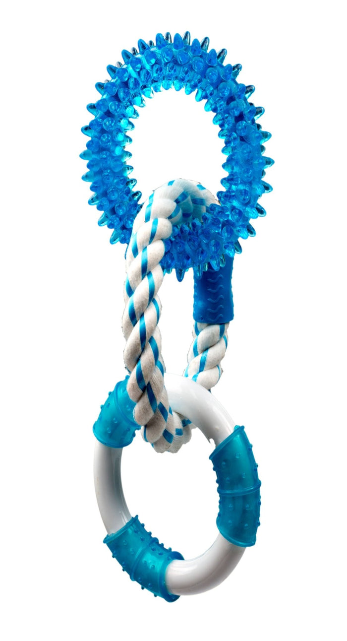 Canine Clean Peppermint Rope with 3 Rings, 11", Blue/White - MR1CA - 1