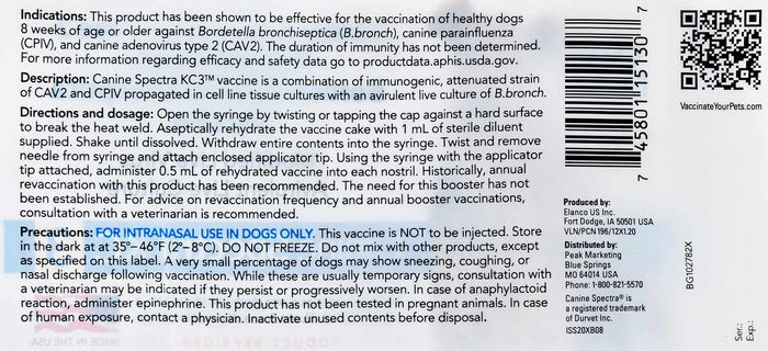 Canine Spectra KC 3 Intranasal Dog Vaccine, Single Dose with Applicator - 7VAE - 1 Dose - 2
