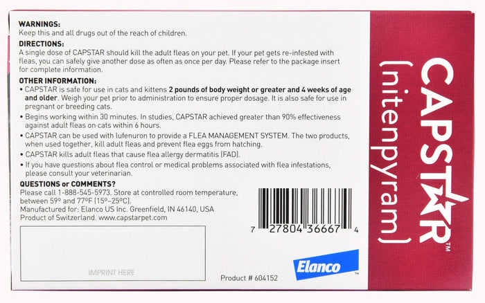 Capstar Oral Flea Tablets for Cats, 6 Count - E82M - 2