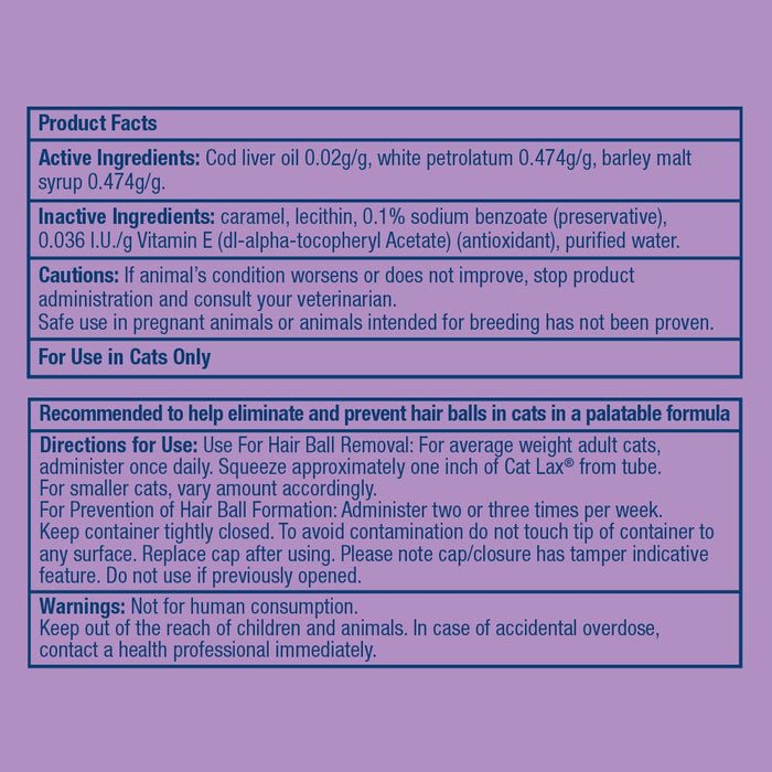 Cat Lax Hairball Gel for Cats, 2 oz - 009009 - 2 oz Tube - 2
