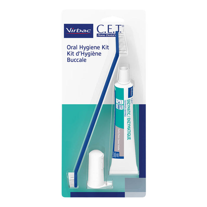 C.E.T. Oral Hygiene Kit for Dogs and Cats – Fingerbrush, Dual Toothbrush & Enzymatic Poultry Toothpaste - 018VR-CET401 - White - Poultry - 1