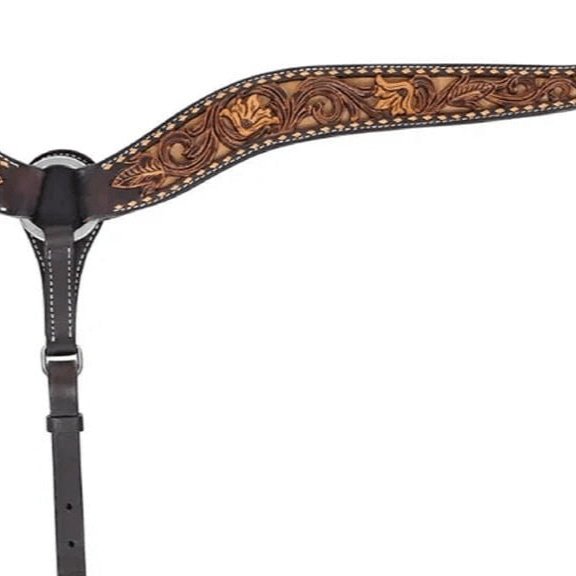 Circle Y Dusty Floral Breast Collar, Full - RD1GC - Vintage Brown - Full - 2