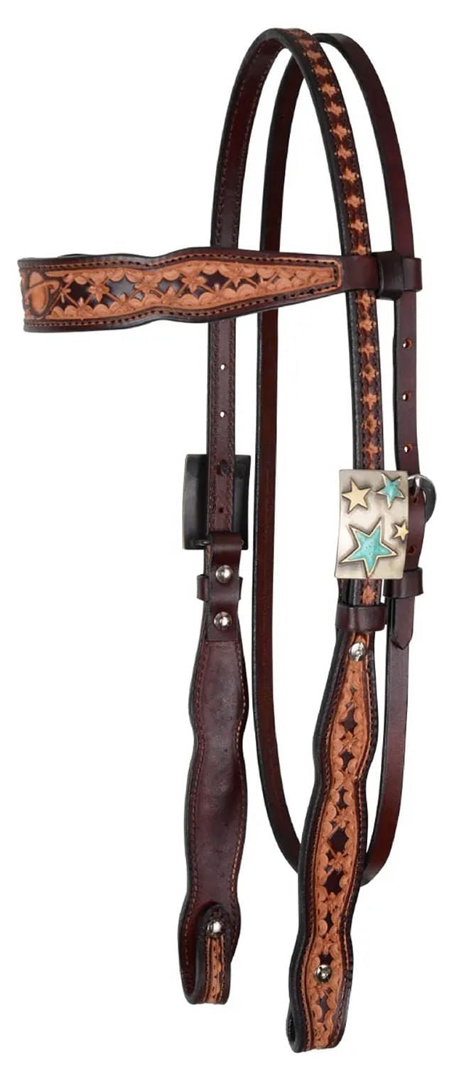 Circle Y Saturn Rising Leather Browband Headstall, Full - RD1FQ - Vintage Brown - Full - 1