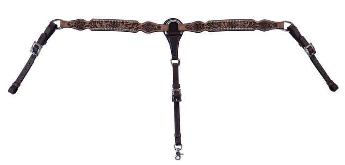 Cody Pro Flower Tooled Breast Collar - BUF2J - 1