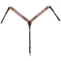 Cody Pro Stars & Stripes Breast Collar with Floral Tooling - BUFW7 - Brown - Horse - 1