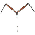 Cody Pro Turquoise Concho Breast Collar with Basketweave Tooling - BUFW3 - Brown - Horse - 1