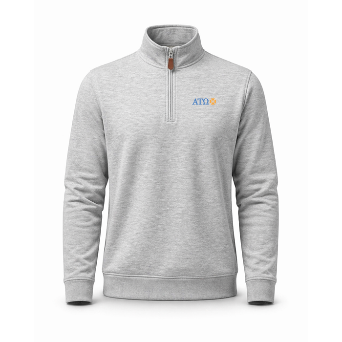 Collars & Co. Alpha Tau Omega Heather Cloud Cotton Quarter Zip Pullover Light Grey