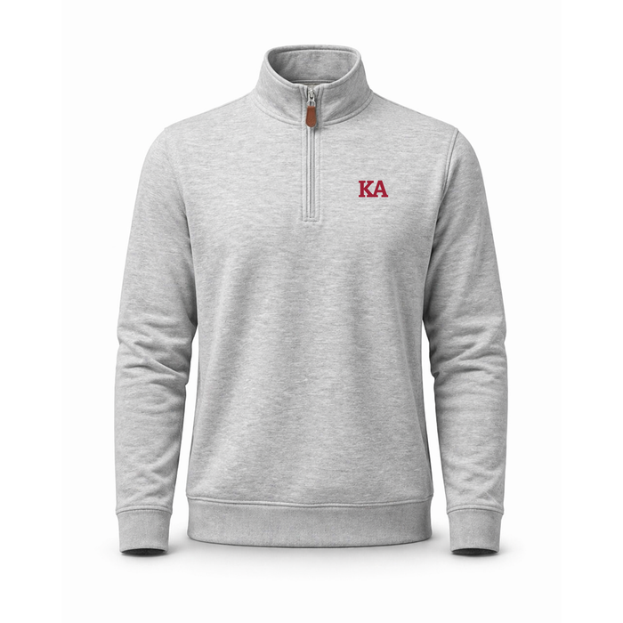 Collars & Co. Kappa Alpha Order Heather Cloud Cotton Quarter Zip Pullover Light Grey